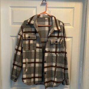 Plaid Button-Up Shirt Jacket